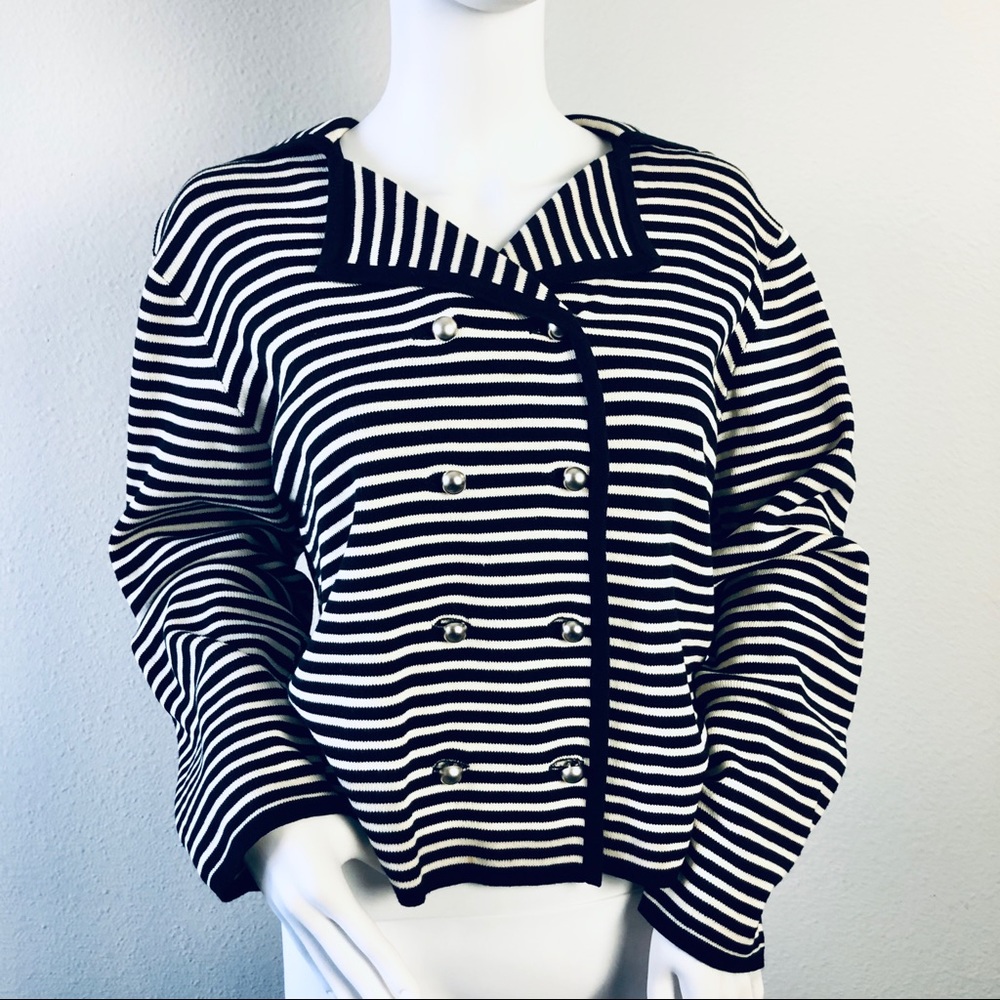 Norm Thompson Silk Cardigan Sweater Striped Large